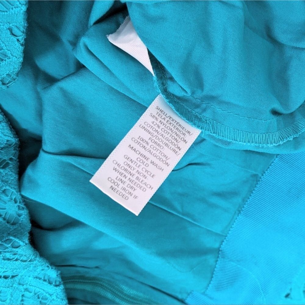 LOFT Teal Floral Lace Pencil Skirt Size 4 Lined Work Wedding Guest Turquoise - Picture 5 of 8